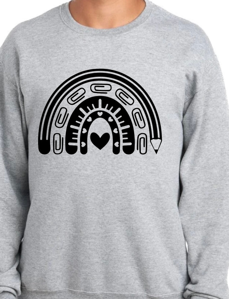 Crewneck teacher supply rainbow